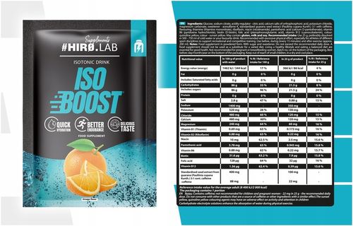IZOTONIK ISO KONCENTRAT NAWODNIENIE ELEKTROLITY pomarańcz 25x 25g box hiro na Arena.pl