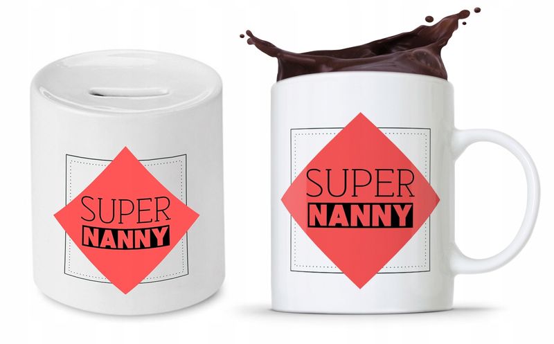 Zestaw Dla Niani Opiekunki Kubek + Skarbonka Z Nadrukiem Ze Zdjęciem zdjęcie 1
