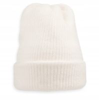 Czapka zimowa beanie damska wełniana moher moherowa kremowa biała ciepła