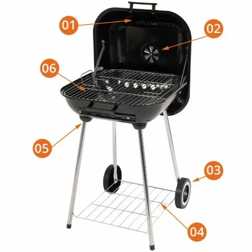 GRIL GRILL OGRODOWY Z POKRYWĄ KOŁAMI BBQ 40X45CM zdjęcie 6