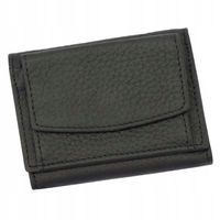 MAŁA PORTMONETKA DAMSKA SKÓRZANA PORTFEL CZARNY 10 X 7,5 CM