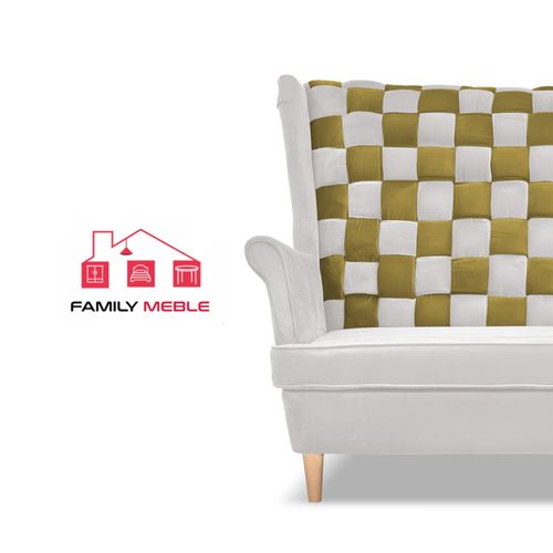 Zestaw uszak CAROL DUO sofa fotele pufy Family Meble biało - złoty na Arena.pl