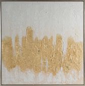 Obraz ręcznie malowany Abstrakcja glamour 80X80 biały+złoty