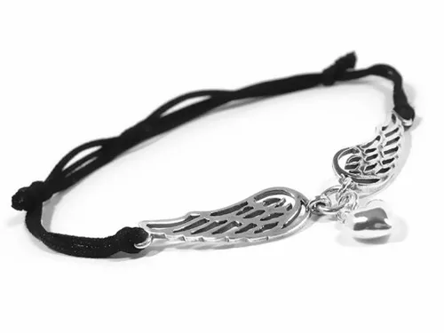 SREBRNA BRANSOLETKA SZNURKOWA SERCE ANIOŁA ZE SREBRA PRÓBY 925 na Arena.pl