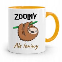 Kubek Żółty Śmieszny Zabawny Zdolny Ale Leniwy Z Nadrukiem Ze Zdjęciem