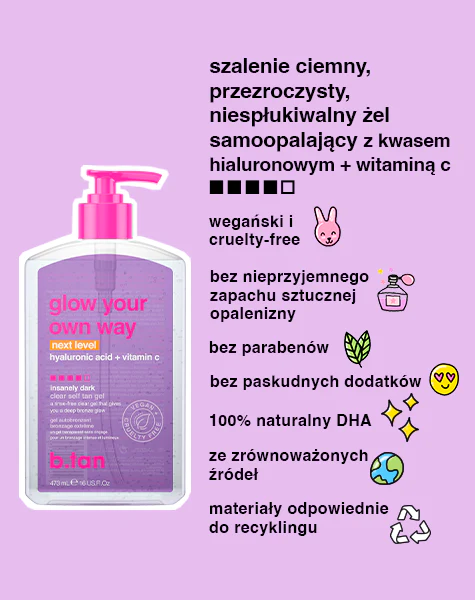 b.tan Glow Your Own Way Next Level Przezroczysty Żel Samoopalający zdjęcie 2