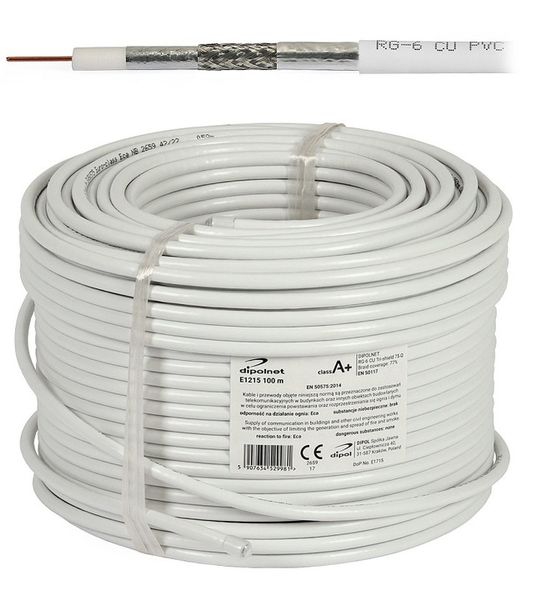 Przewód antenowy RG-6 Cu Tri-Shield Eca A+ 50m zdjęcie 1