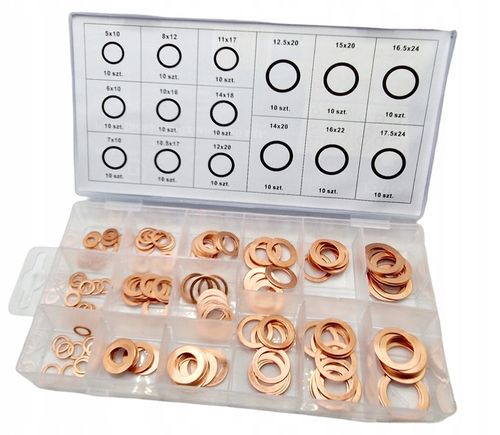 ZESTAW PODKŁADEK MIEDZIANYCH PODKŁADKI MIEDZIANE 150 SZT ZESTAW na Arena.pl