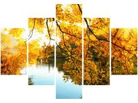 70 100CM OBRAZ 5 ELEM JESIENNE SŁOŃCE RZEKĄ DRUK PŁÓTNO