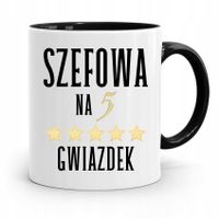 Kubek Czarny Prezent Szefowa Na 5 Gwiazdek Z Nadrukiem Ze Zdjęciem