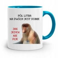 Kubek Błękitny Nosacz Janusz Pół Litra Na Dwóch Z Nadrukiem Ze Zdjęciem