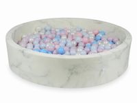 Suchy basen 130x30 marmur z piłeczkami 600szt (jasne różowe, różowe jasne perłowe, błękitne jasne perłowe, jasnobłękitne, perłowe)