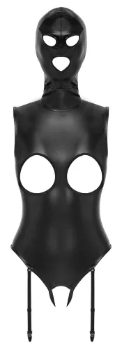 bad kitty body xl z maską, imitacja skory, otwarte elementy, czarne na Arena.pl