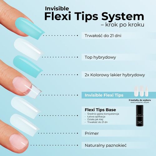 NEONAIL Tipsy elastyczne INVISIBLE FLEXI TIPS - 02 Clear Square 300 na Arena.pl