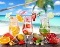 FOTOTAPETA kuchenna DRINKI PLAŻA CYTRUSY 200x130