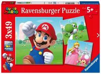 Zestaw Puzzli 3x49 ELEMENTÓW Układanka SUPER MARIO Rozwija Wyobraźnię