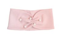 Pupill PEARL szeroka opaska prążkowana perełki pudrowy róż 52-54