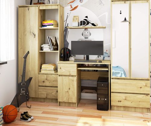 Biurko komputerowe 90 cm Piksel lewe - dąb artisan na Arena.pl