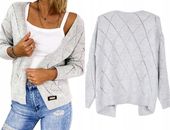 KARDIGAN AŻUROWY MODNA NARZUTKA SWETER AŻUROWY K55 M/L