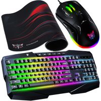 ZESTAW GAMINGOWY DLA GRACZY KLAWIATURA PODŚWIETLANA MYSZKA RGB PODKŁADKA