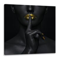 Obraz PORTRET Kobiety Złote Usta Abstrakcja Styl Glamour 50cm x 50cm