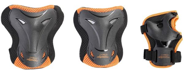 Zestaw ochraniaczy kolana+łokcie+nadgarstki na rolki deskorolkę hulajnogę Nils Extreme H716 czarno-pomarańczowe rozmiar L