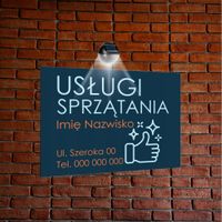 nadruk UV TABLICZKA reklamowa z lampą SZYLD dibond 40x30 USŁUGI SPRZĄTAJĄCE