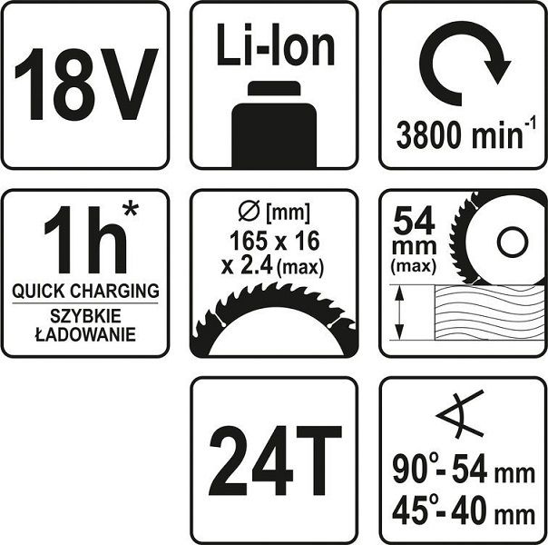 PILARKA 18V ,165MM BEZ AKUMULATORA - YT-82811 zdjęcie 5