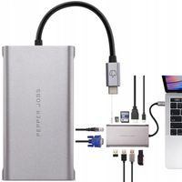 Pepper Jobs 11w1 Hub USB-C HDMI USB 3.1 Czytnik Kart mini jack LAN 4xUSB PD