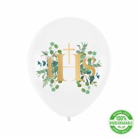 Balony lateksowe Komunia Święta IHS eukaliptus 30 cm 3 szt.