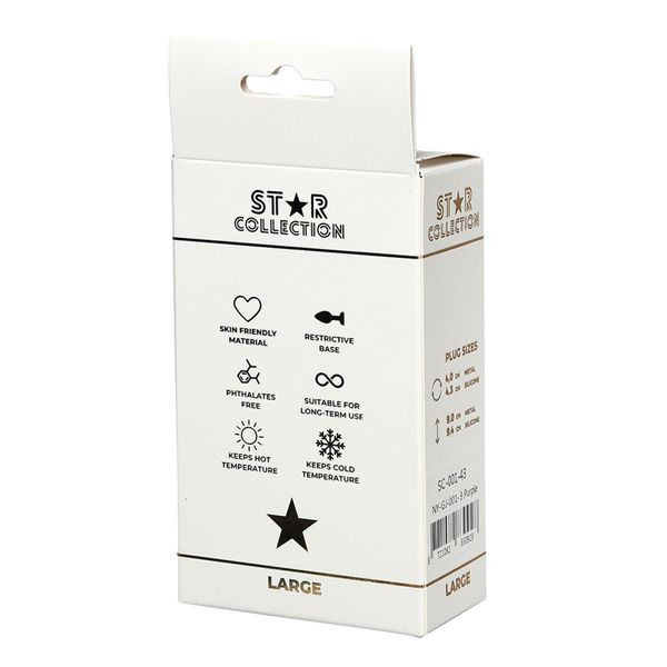 Star Collection - Purple Silicone Anal Plug L - Light Blue Stone zdjęcie 2