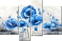 130CM 85 OBRAZ 4 ELEM NIEBIESKIE MAKI ŚCIENNY