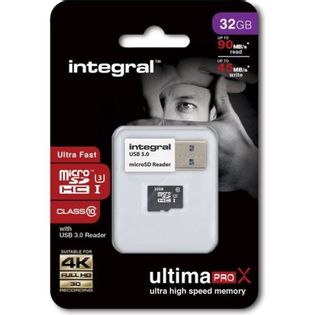Integral UltimaPro X - Karta pamięci 32 GB microSDHC/XC 90/45 MB/s Class 10 UHS-I U3 + USB Reader