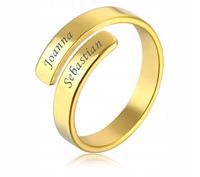 Pierścionek z grawerem złoty stal dwa imiona roz17