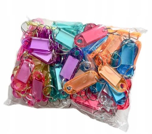 Identyfikatory zawieszki bryloki do kluczy - 50 sztuk kolorowe na Arena.pl