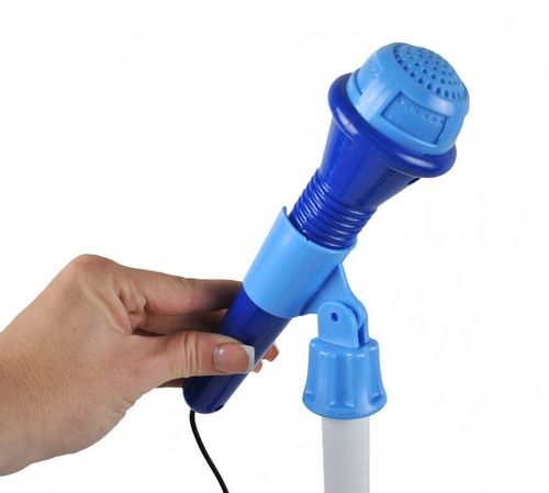 DUŻA GITARA ELEKTRYCZNA DLA DZIECI MIKROFON piecyk STATYW WZMACNIACZ NIEBIE na Arena.pl