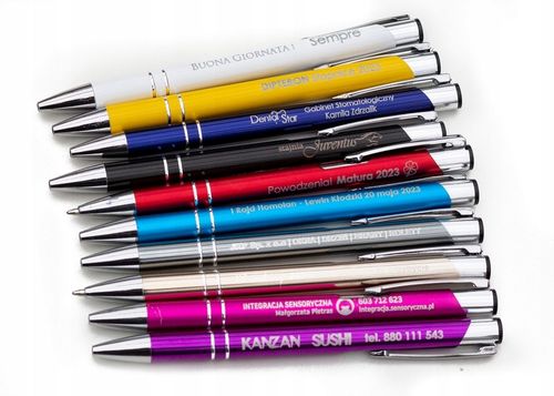 DŁUGOPISY REKLAMOWE Z GRAWEREM LOGO NAPISEM 100 sz na Arena.pl