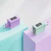 Acefast ładowarka GaN 65W 3 porty (1xUSB, 2xUSB C) szara (A45)