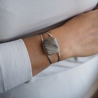 Bransoletka sztywna - Krzemień Pasiasty prostokąt i srebro 2