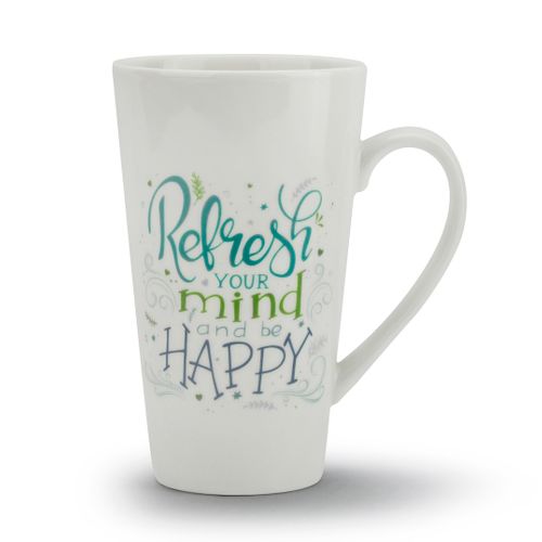 KUBEK CERAMICZNY REFRESH YOUR MIND BIAŁY 500 ml na Arena.pl