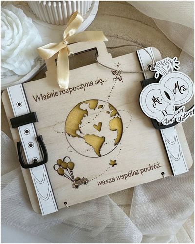 Kartka WALIZKA NA ŚLUB WESELE na pieniądze GRAWER prezent pamiątka na Arena.pl