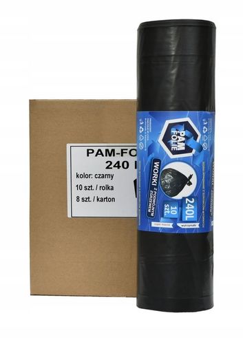 WORKI NA ŚMIECI BUDOWLANE 240L 30 szt Uniwersalne Duże Mocne Pam Folie na Arena.pl