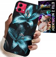 ETUI DO MOTOROLA EDGE 40 NEO - TURKUSOWE LILIE KWIATY OBUDOWA + FOLIA