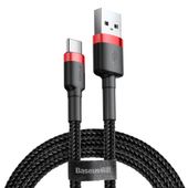 wytrzymały nylonowy kabel przewód usb - usb-c qc3.0 3a 0.5m czarno-czerwony