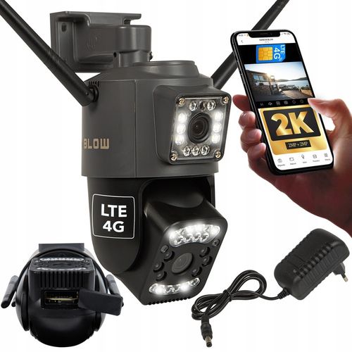 KAMERA OBROTOWA 2xOBIEKTYW 2MP+2MP ZOOM na kartę SIM 4G LTE GSM 2K DETEKCJA na Arena.pl