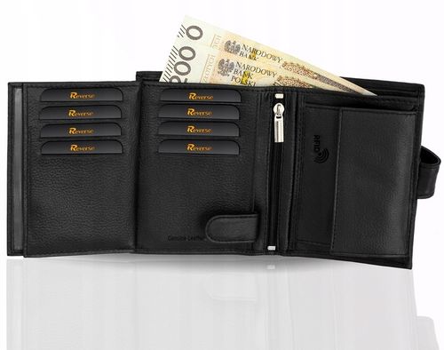 REVERSE Skórzany portfel męski skóra naturalna antykradzieżowy ochrona na Arena.pl