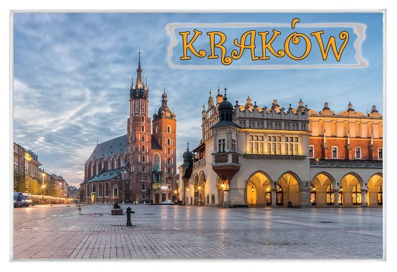 Kraków żółty - magnes szklany zdjęcie 1
