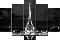 100CM 150CM OBRAZ 5 ELEM WIEŻA EIFFLA BLACKANDWHITE ŚCIENNY