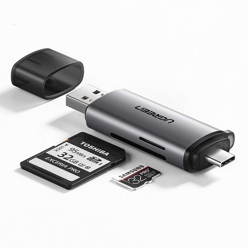 Uniwersalny czytnik kart SD micro SD na USB 3.0 i USB-C 3.0 szary na Arena.pl