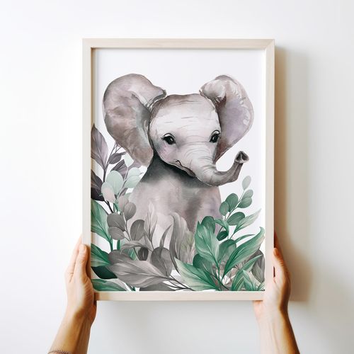 Plakat słoń w liściach plakaty dla dziecka 61x91 cm na Arena.pl